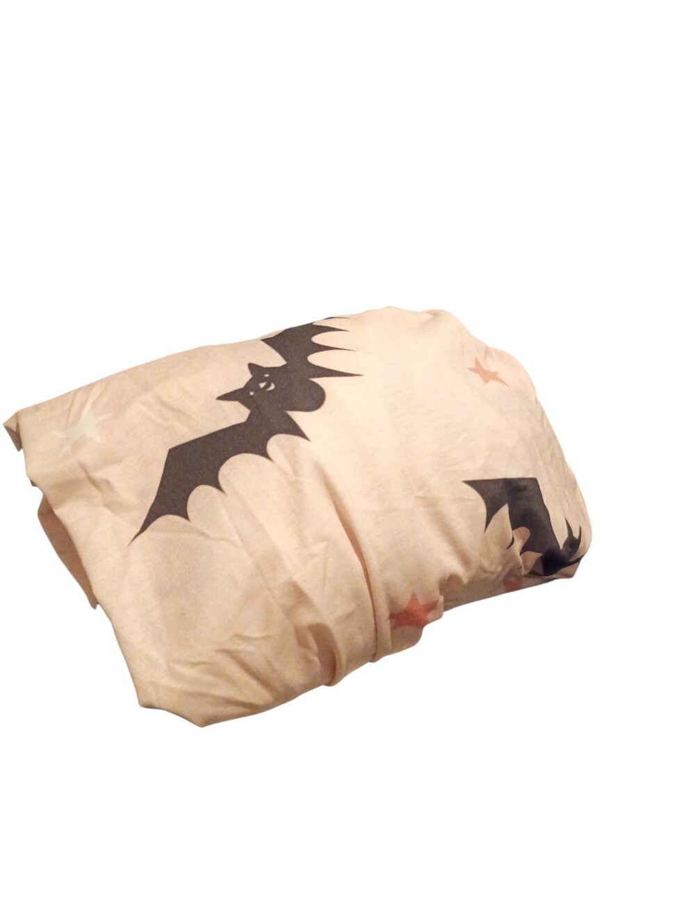 Kids Bed Fitted Bedsheet-Black Bat with Pink and White Star